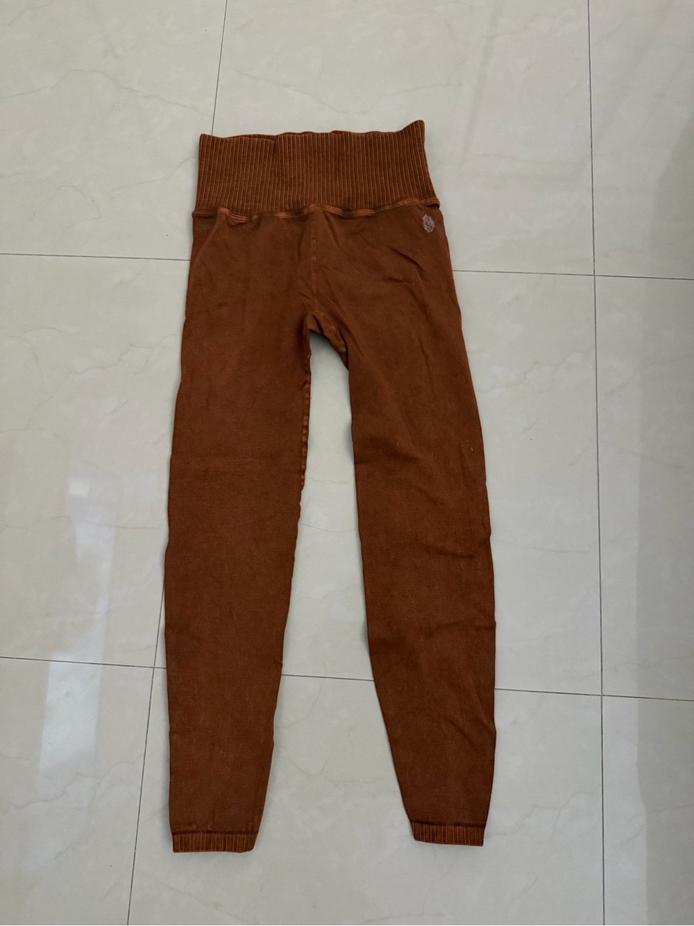 FP Movement by Free People Rust Brown High-Waist Ribbed Leggings